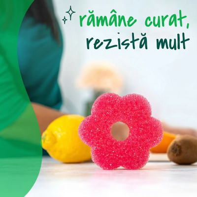 Burete de curatat vase, 3M, Scotch-Brite, Flex Scrub, roz, antizgarieturi